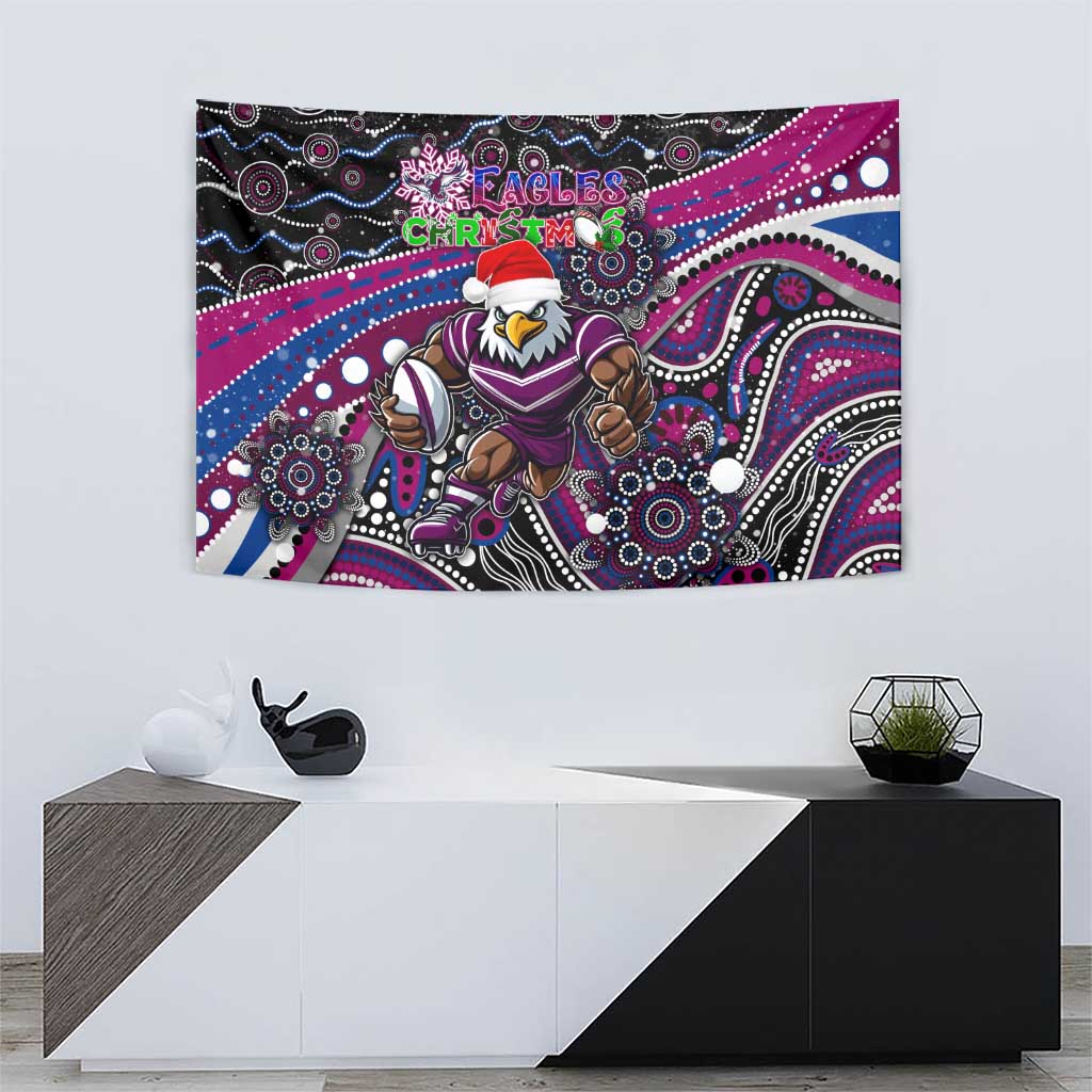 Merry Christmas Manly Warringah Sea Eagles Tapestry Aboriginal Santa Rugby Mascot - Silvertails