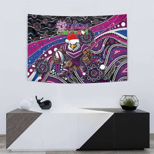 Merry Christmas Manly Warringah Sea Eagles Tapestry Aboriginal Santa Rugby Mascot - Silvertails