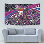 Merry Christmas Manly Warringah Sea Eagles Tapestry Aboriginal Santa Rugby Mascot - Silvertails