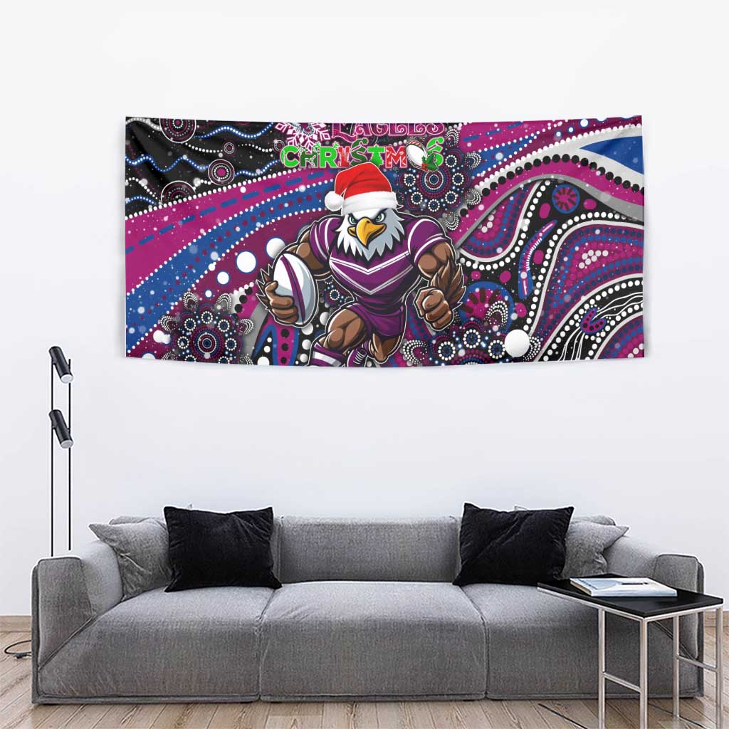 Merry Christmas Manly Warringah Sea Eagles Tapestry Aboriginal Santa Rugby Mascot - Silvertails