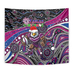 Merry Christmas Manly Warringah Sea Eagles Tapestry Aboriginal Santa Rugby Mascot - Silvertails