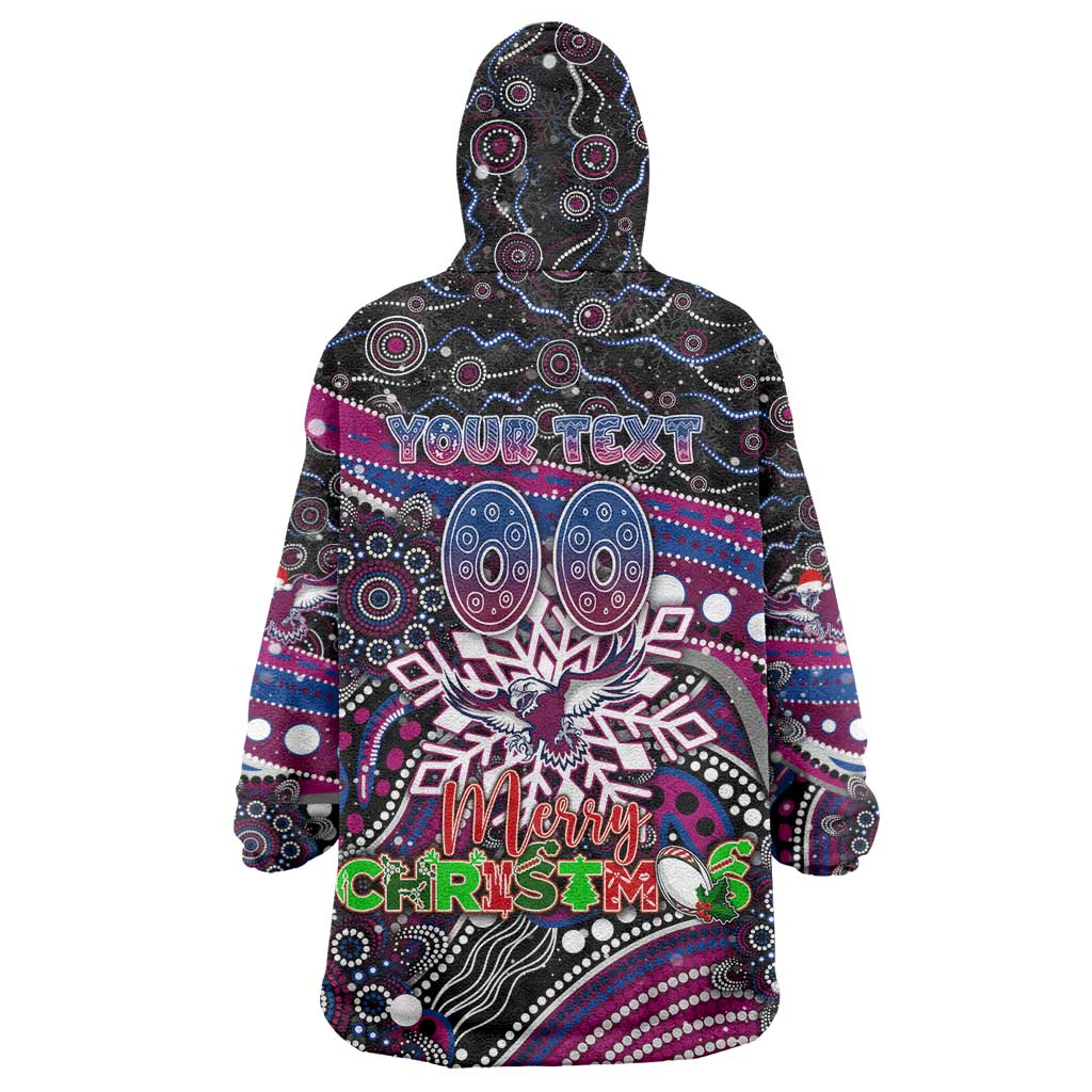 Merry Christmas Manly Warringah Sea Eagles Wearable Blanket Hoodie Aboriginal Santa Rugby Mascot - Silvertails
