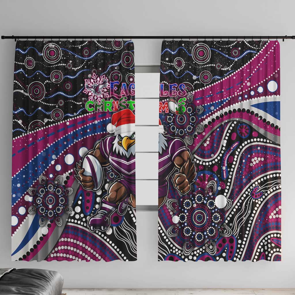 Merry Christmas Manly Warringah Sea Eagles Window Curtain Aboriginal Santa Rugby Mascot - Silvertails