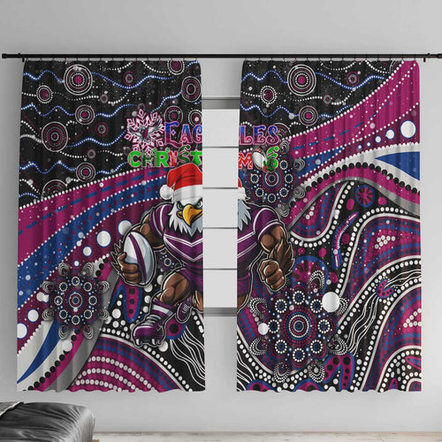 Merry Christmas Manly Warringah Sea Eagles Window Curtain Aboriginal Santa Rugby Mascot - Silvertails