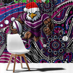 Merry Christmas Manly Warringah Sea Eagles Window Curtain Aboriginal Santa Rugby Mascot - Silvertails