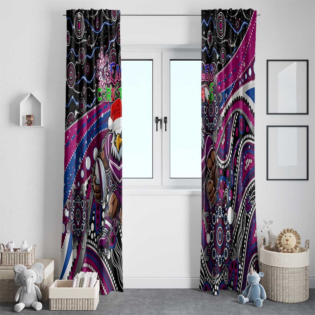 Merry Christmas Manly Warringah Sea Eagles Window Curtain Aboriginal Santa Rugby Mascot - Silvertails