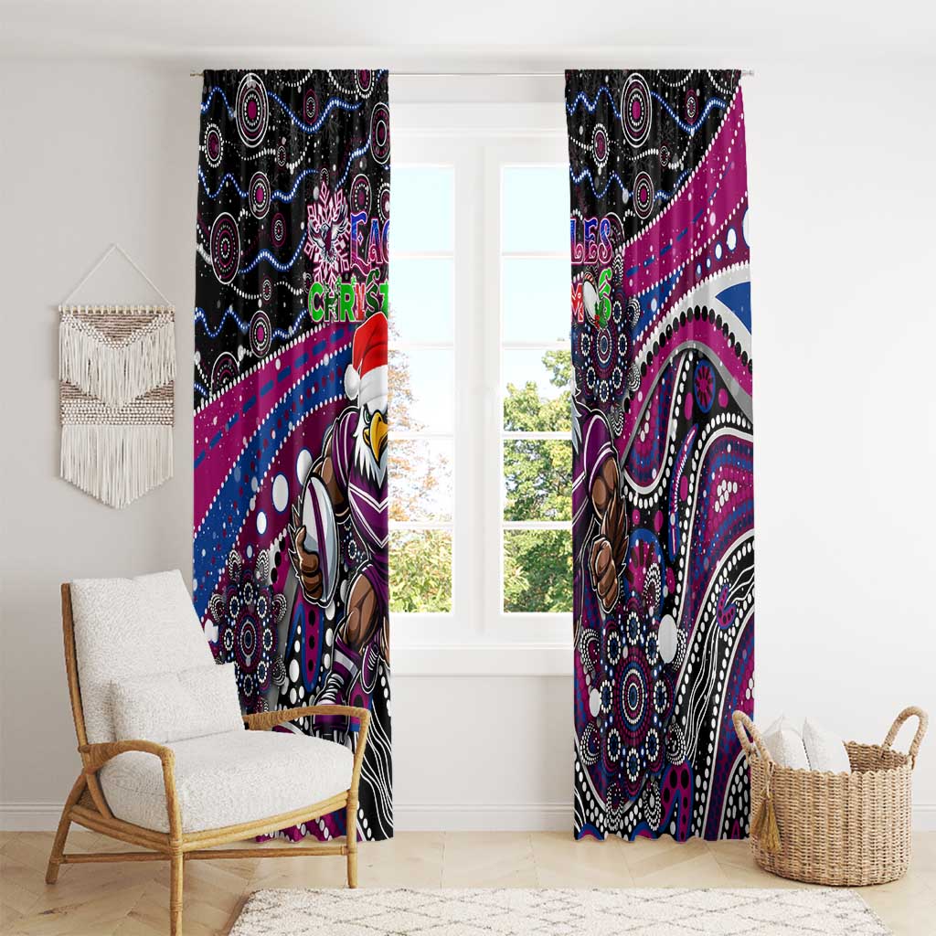 Merry Christmas Manly Warringah Sea Eagles Window Curtain Aboriginal Santa Rugby Mascot - Silvertails