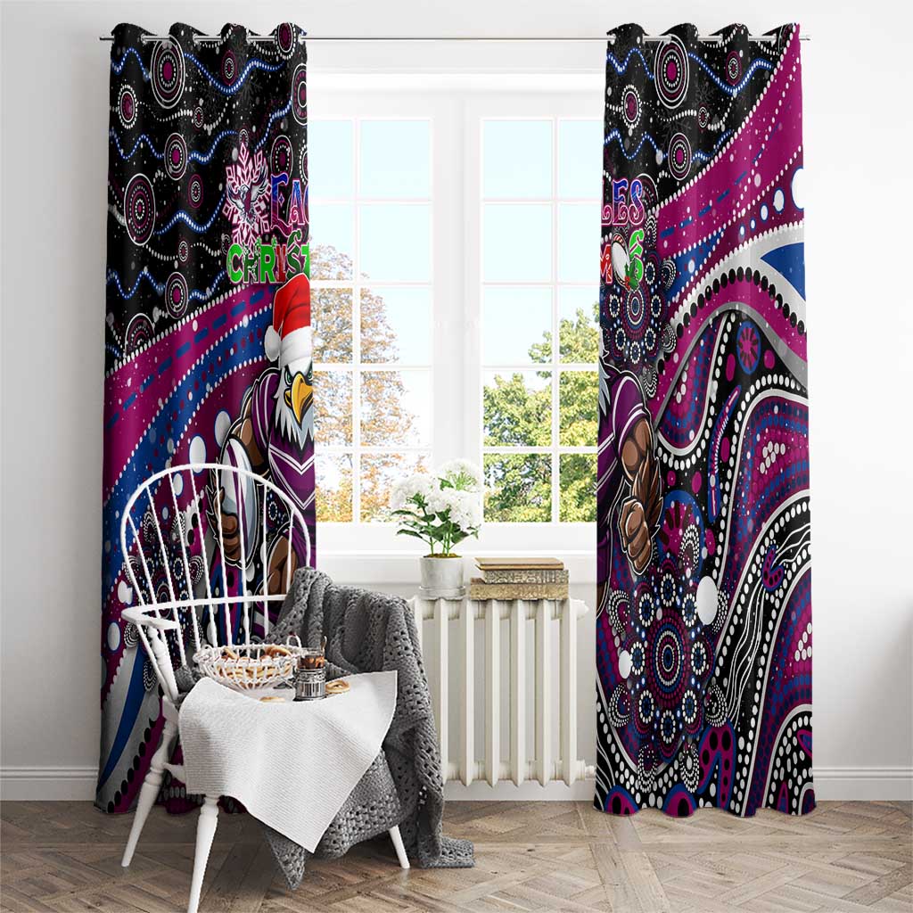 Merry Christmas Manly Warringah Sea Eagles Window Curtain Aboriginal Santa Rugby Mascot - Silvertails