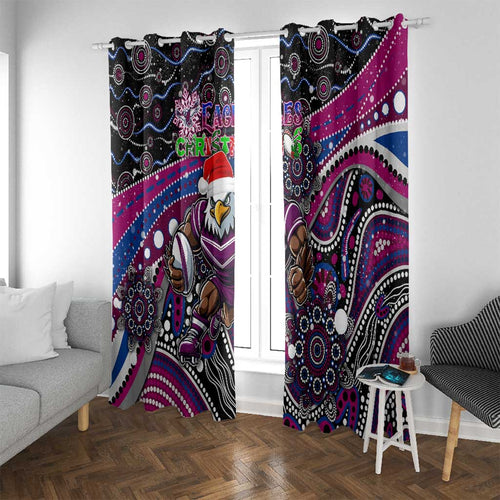 Merry Christmas Manly Warringah Sea Eagles Window Curtain Aboriginal Santa Rugby Mascot - Silvertails