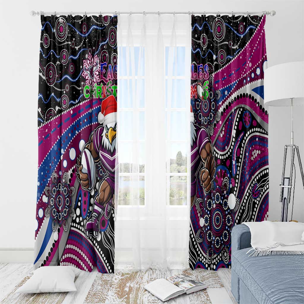 Merry Christmas Manly Warringah Sea Eagles Window Curtain Aboriginal Santa Rugby Mascot - Silvertails
