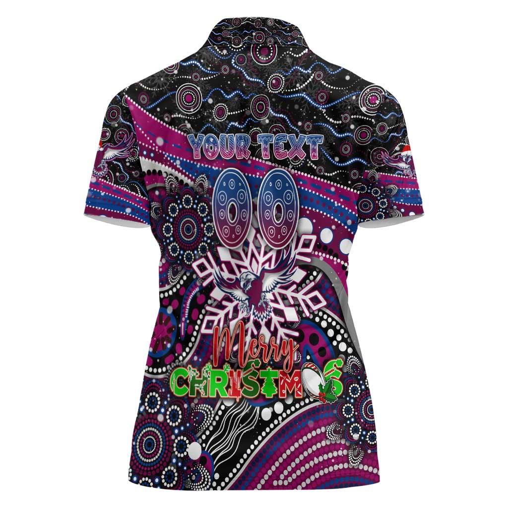 Merry Christmas Manly Warringah Sea Eagles Women Polo Shirt Aboriginal Santa Rugby Mascot - Silvertails