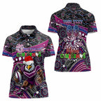 Merry Christmas Manly Warringah Sea Eagles Women Polo Shirt Aboriginal Santa Rugby Mascot - Silvertails