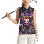 Merry Christmas Manly Warringah Sea Eagles Women Sleeveless Polo Shirt Aboriginal Santa Rugby Mascot - Silvertails