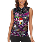 Merry Christmas Manly Warringah Sea Eagles Women Sleeveless Polo Shirt Aboriginal Santa Rugby Mascot - Silvertails