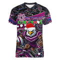 Merry Christmas Manly Warringah Sea Eagles Women V-Neck T-Shirt Aboriginal Santa Rugby Mascot - Silvertails