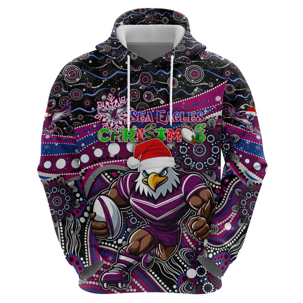 Merry Christmas Manly Warringah Sea Eagles Zip Hoodie Aboriginal Santa Rugby Mascot - Silvertails