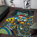 Merry Christmas Gold Coast Titans Area Rug Aboriginal Santa Rugby Mascot - Light Blue