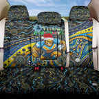 Merry Christmas Gold Coast Titans Back Car Seat Cover Aboriginal Santa Rugby Mascot - Light Blue