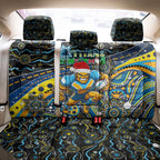 Merry Christmas Gold Coast Titans Back Car Seat Cover Aboriginal Santa Rugby Mascot - Light Blue