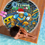 Merry Christmas Gold Coast Titans Beach Blanket Aboriginal Santa Rugby Mascot - Light Blue