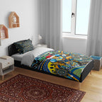 Merry Christmas Gold Coast Titans Bedding Set Aboriginal Santa Rugby Mascot - Light Blue