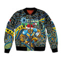 Merry Christmas Gold Coast Titans Bomber Jacket Aboriginal Santa Rugby Mascot - Light Blue