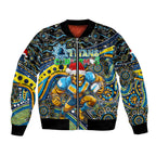 Merry Christmas Gold Coast Titans Bomber Jacket Aboriginal Santa Rugby Mascot - Light Blue