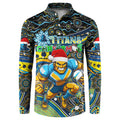 Merry Christmas Gold Coast Titans Button Sweatshirt Aboriginal Santa Rugby Mascot - Light Blue