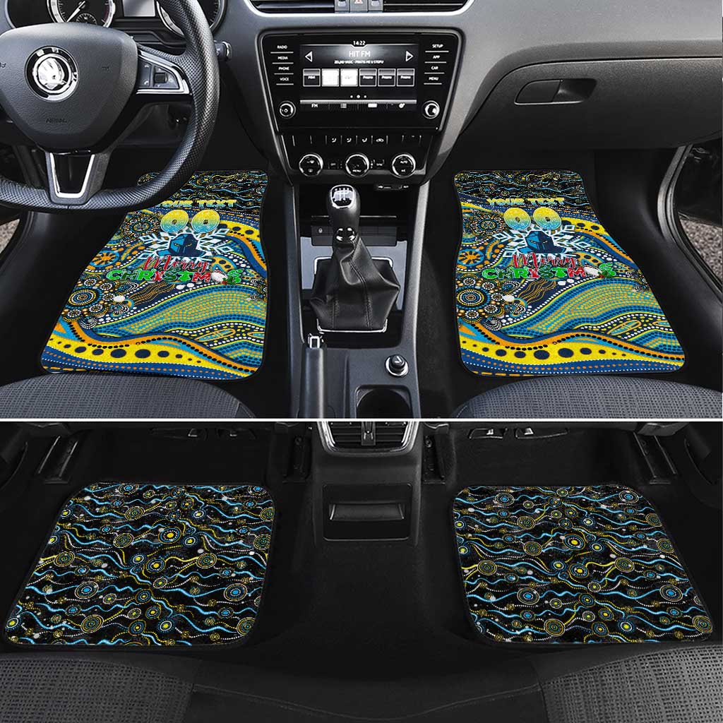 Merry Christmas Gold Coast Titans Car Mats Aboriginal Santa Rugby Mascot - Light Blue