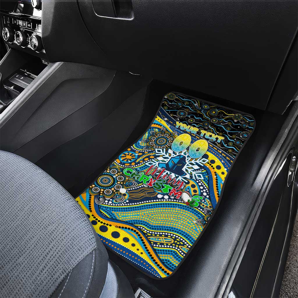 Merry Christmas Gold Coast Titans Car Mats Aboriginal Santa Rugby Mascot - Light Blue