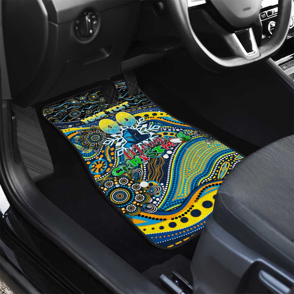 Merry Christmas Gold Coast Titans Car Mats Aboriginal Santa Rugby Mascot - Light Blue
