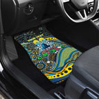 Merry Christmas Gold Coast Titans Car Mats Aboriginal Santa Rugby Mascot - Light Blue