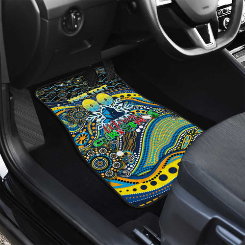 Merry Christmas Gold Coast Titans Car Mats Aboriginal Santa Rugby Mascot - Light Blue