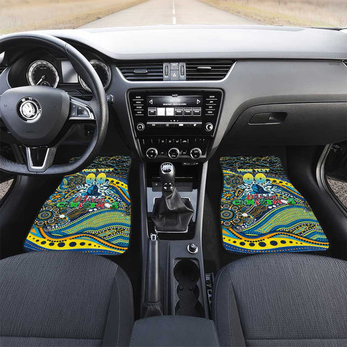 Merry Christmas Gold Coast Titans Car Mats Aboriginal Santa Rugby Mascot - Light Blue