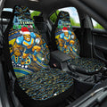 Merry Christmas Gold Coast Titans Car Seat Cover Aboriginal Santa Rugby Mascot - Light Blue