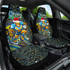 Merry Christmas Gold Coast Titans Car Seat Cover Aboriginal Santa Rugby Mascot - Light Blue