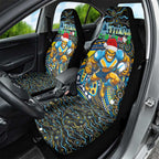 Merry Christmas Gold Coast Titans Car Seat Cover Aboriginal Santa Rugby Mascot - Light Blue