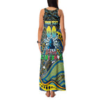 Merry Christmas Gold Coast Titans Family Matching Tank Maxi Dress and Hawaiian Shirt Aboriginal Santa Rugby Mascot - Light Blue