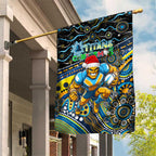 Merry Christmas Gold Coast Titans Garden Flag Aboriginal Santa Rugby Mascot - Light Blue