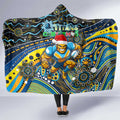 Merry Christmas Gold Coast Titans Hooded Blanket Aboriginal Santa Rugby Mascot - Light Blue