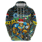 Merry Christmas Gold Coast Titans Hoodie Aboriginal Santa Rugby Mascot - Light Blue