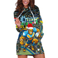Merry Christmas Gold Coast Titans Hoodie Dress Aboriginal Santa Rugby Mascot - Light Blue