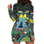 Merry Christmas Gold Coast Titans Hoodie Dress Aboriginal Santa Rugby Mascot - Light Blue