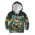 Merry Christmas Gold Coast Titans Kid Hoodie Aboriginal Santa Rugby Mascot - Light Blue