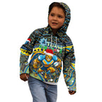 Merry Christmas Gold Coast Titans Kid Hoodie Aboriginal Santa Rugby Mascot - Light Blue