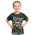 Merry Christmas Gold Coast Titans Kid T Shirt Aboriginal Santa Rugby Mascot - Light Blue