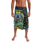 Merry Christmas Gold Coast Titans Lavalava Aboriginal Santa Rugby Mascot - Light Blue