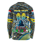 Merry Christmas Gold Coast Titans Long Sleeve Shirt Aboriginal Santa Rugby Mascot - Light Blue