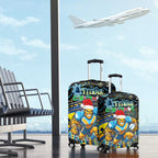 Merry Christmas Gold Coast Titans Luggage Cover Aboriginal Santa Rugby Mascot - Light Blue