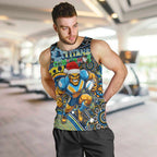 Merry Christmas Gold Coast Titans Men Tank Top Aboriginal Santa Rugby Mascot - Light Blue
